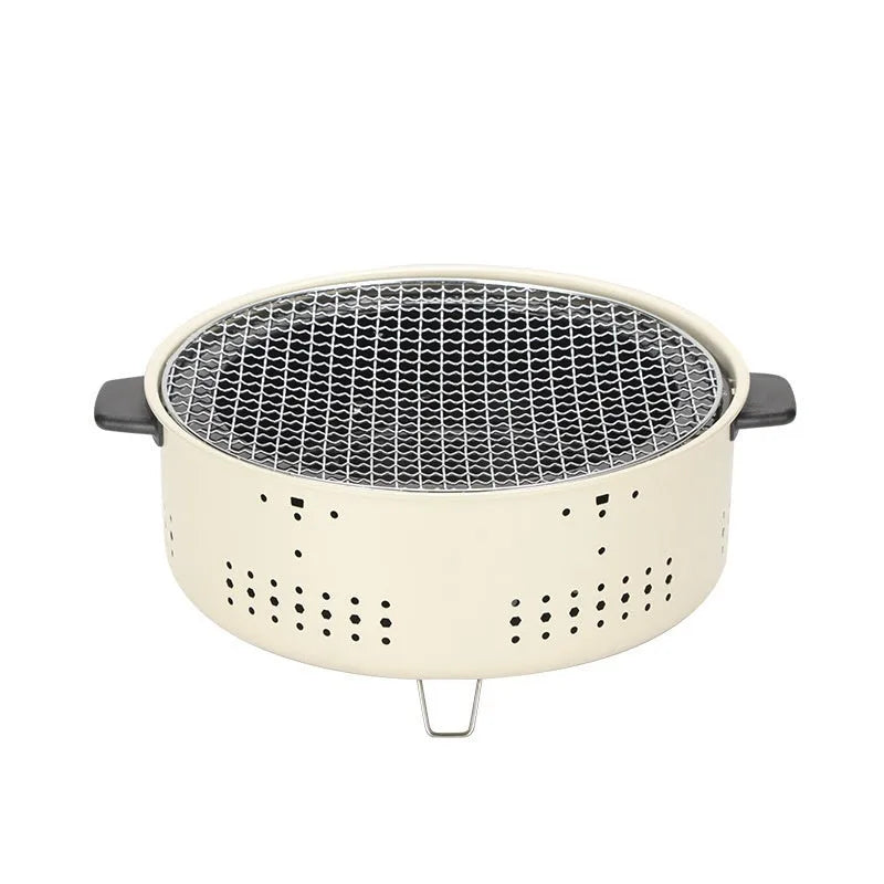 Portable indoor charcoal cooking stove with grill rack for tea boiling and baking