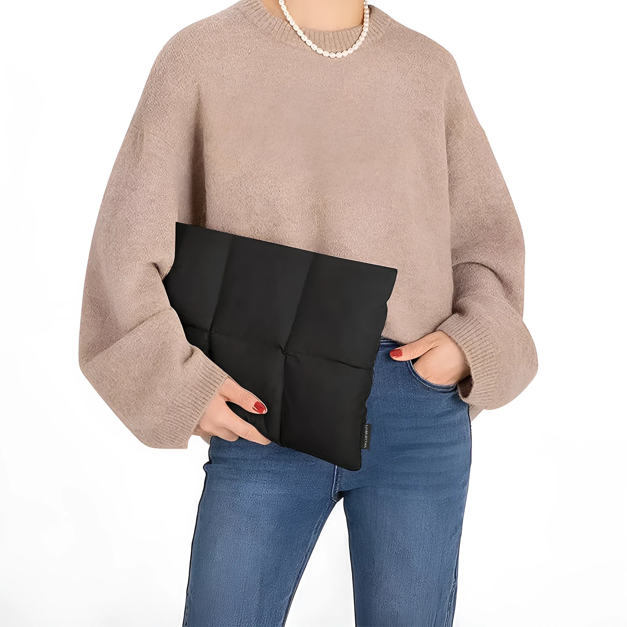 Soft fluffy laptop sleeve in black or khaki for 13 to 15.6 inch laptops with European retro style