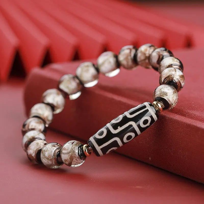 Chinese style coloured glaze bracelet with snake lucky beads in ancient five-colour design