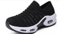 Plus size fly-knit socks shoes with mesh upper in multiple colour options showing round toe design
