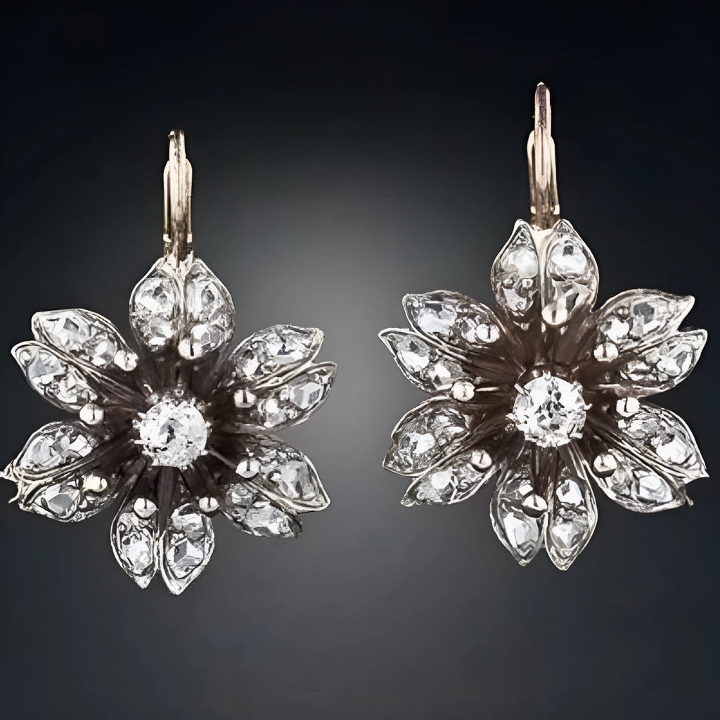 Retro style silver earrings for women with electroplated alloy construction