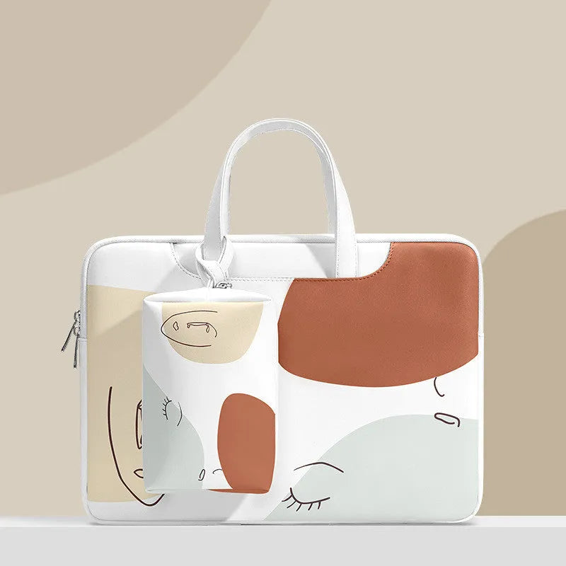 15.6 inch waterproof laptop bag in PU leather with soft handle and zipper opening