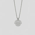 Titanium steel necklace with sunflower embossed pendant and hemp flower chain in gold or steel colour