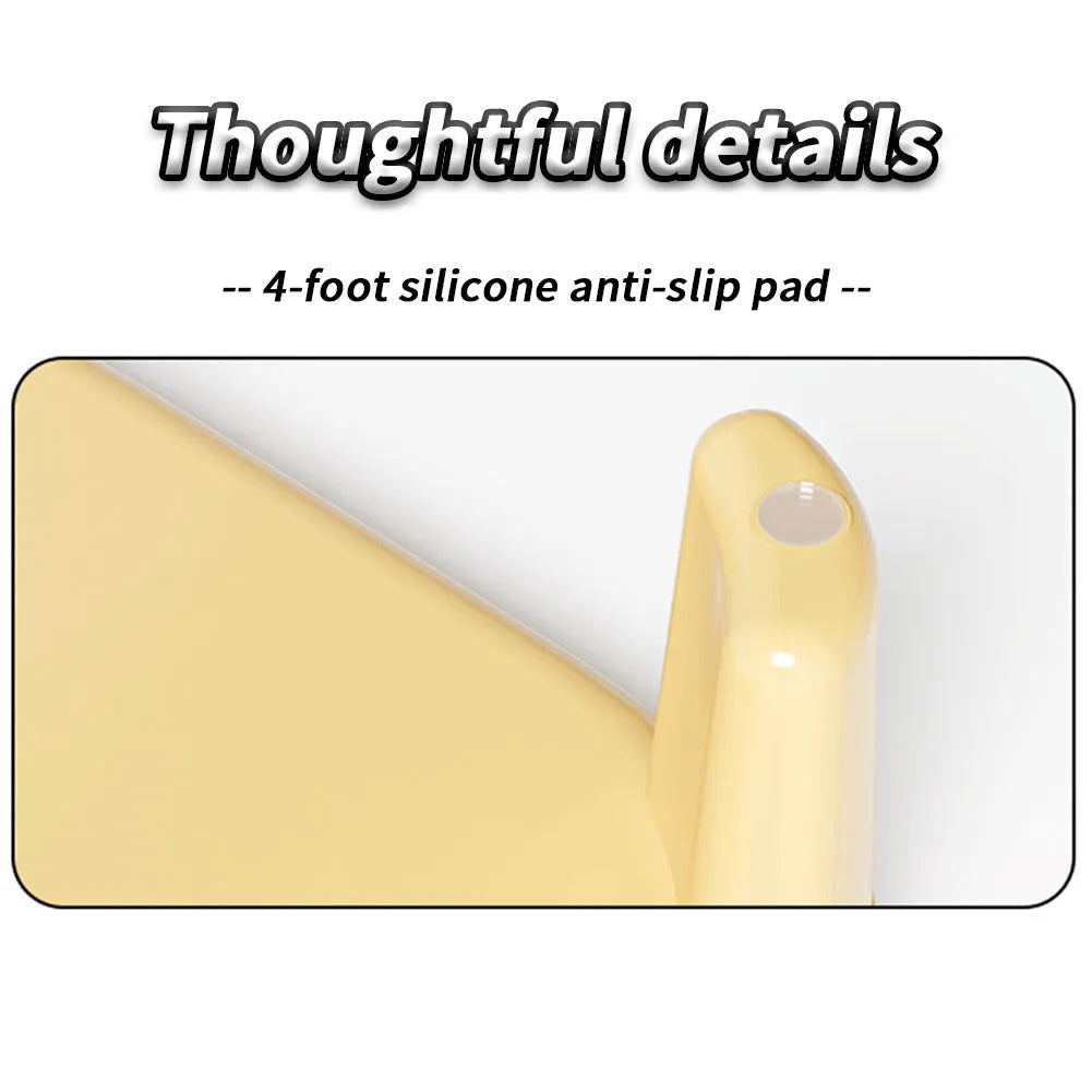 Oversized milk yellow plastic cat litter mat with anti-slip silicone feet on a hardwood floor