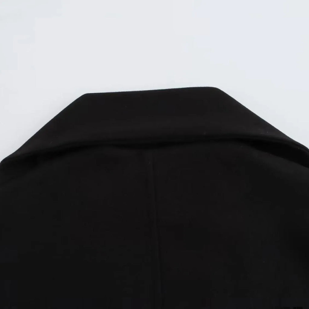 Women's lengthened polyester coat with artificial fur collar in street fashion style