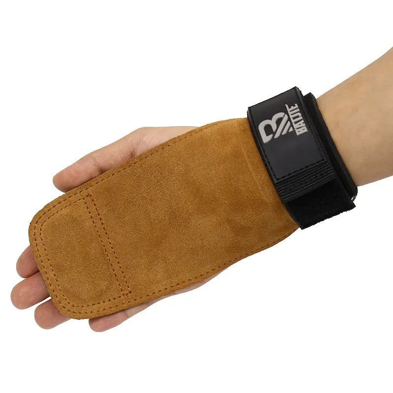 Brown fitness wrist protectors for pull-up bars and horizontal push exercises