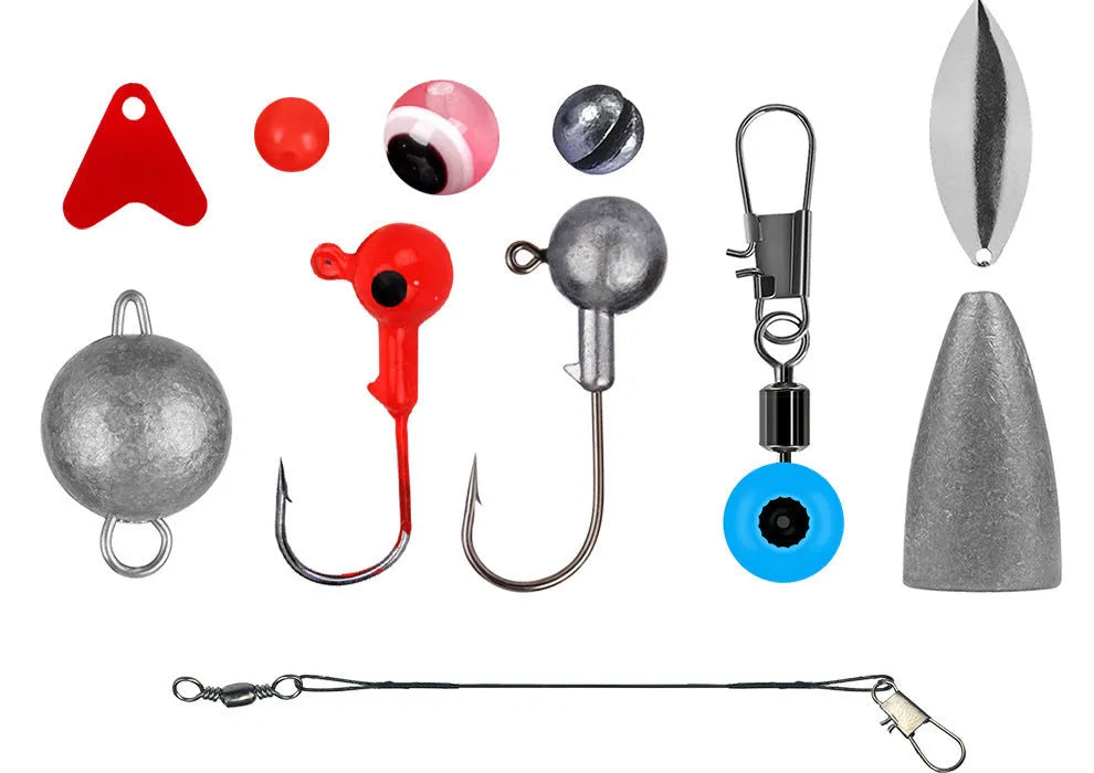 Weihe 257-piece fishing lure accessories kit in orange or black box for Texas sea fishing