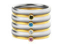 December birthstone titanium steel engraved ring with gold and steel colour combination