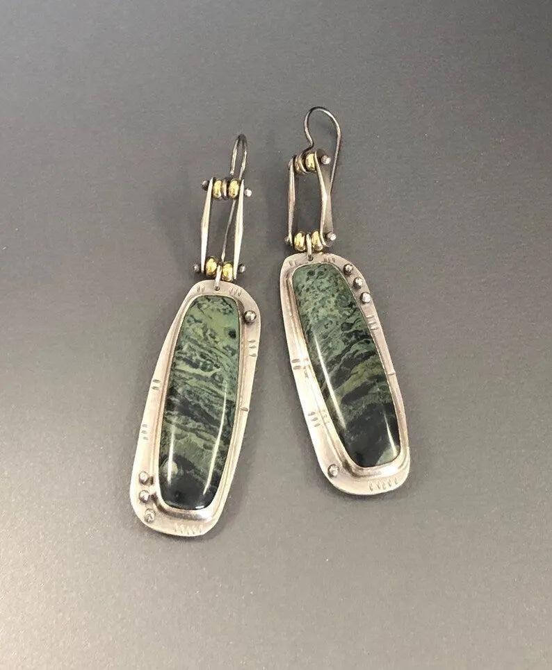 Two-tone marble pattern geometric alloy earrings with simple minimalist design