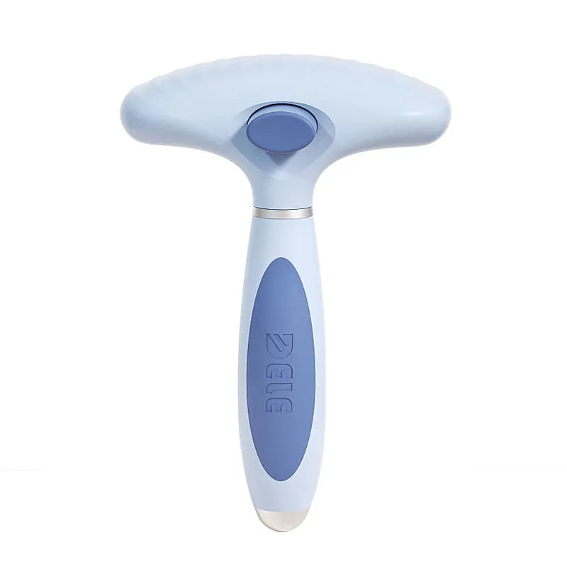 Stainless steel double row pet comb for dog grooming in light blue colour