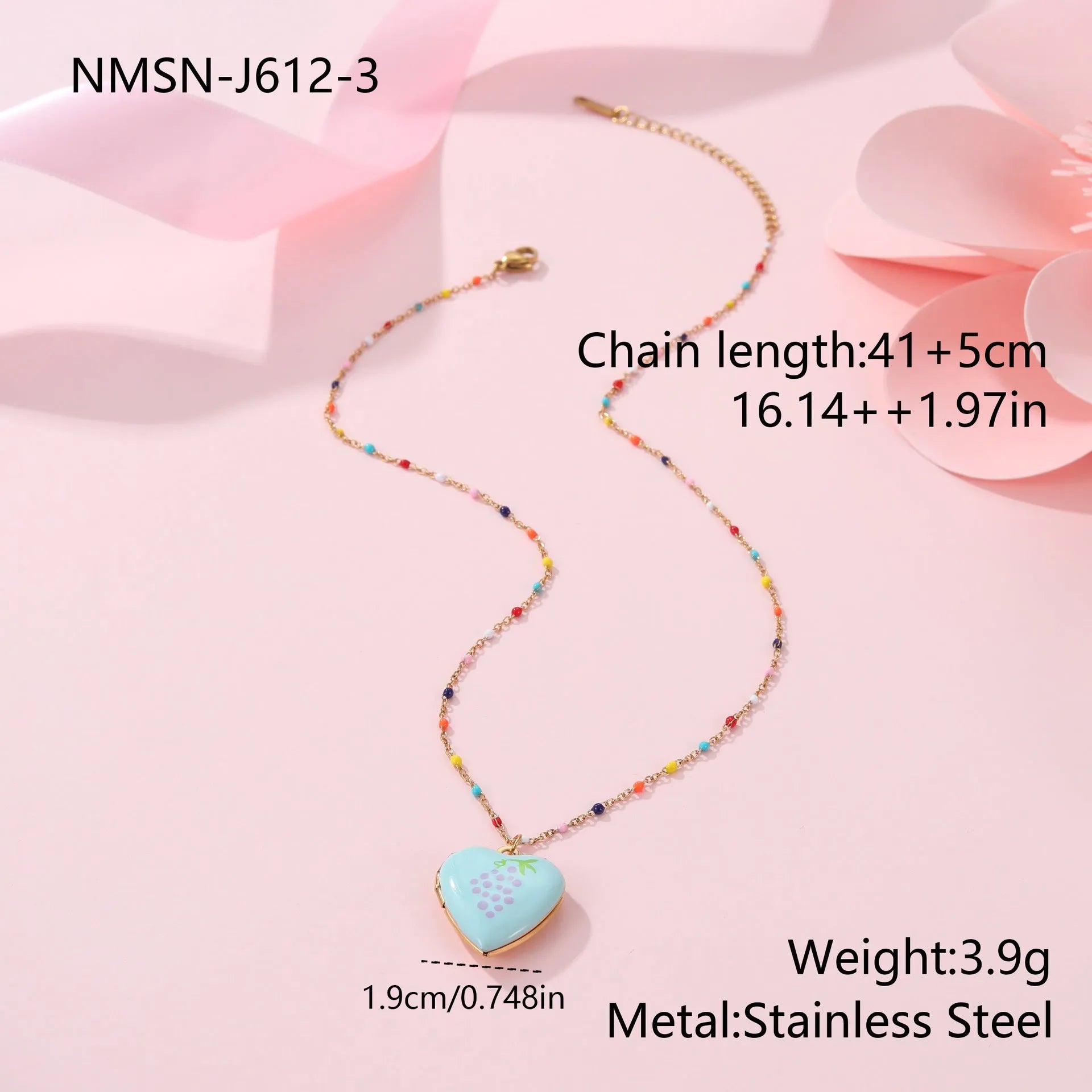 Gold-plated stainless steel necklace with fruit-shaped pendant on adjustable chain