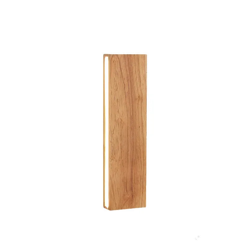 Solid wood bedroom bedside LED wall lamp in Nordic Japanese style, 22cm size, warm light wooden finish