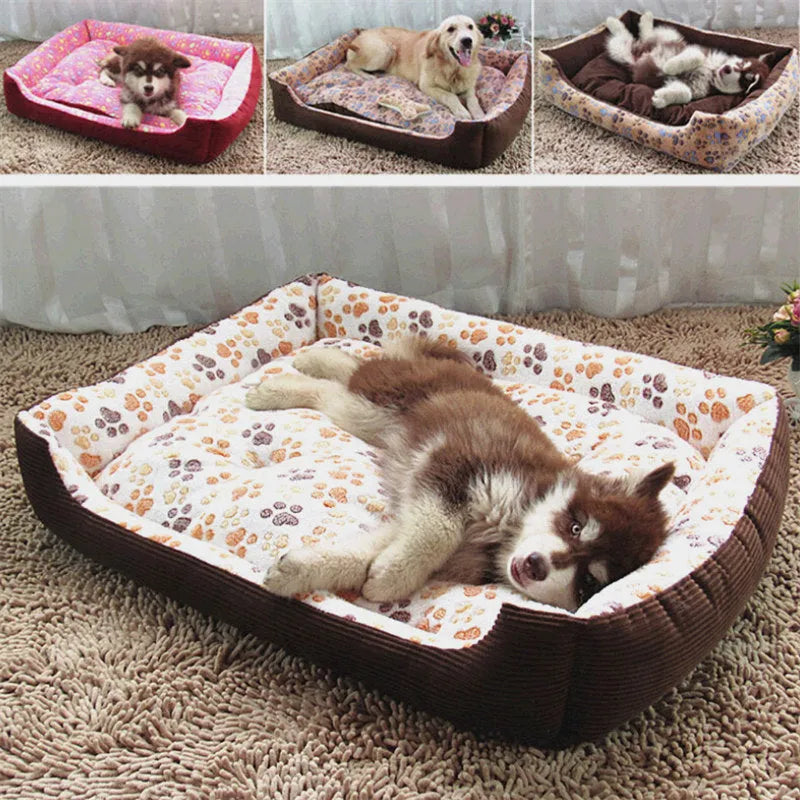 Beige plush sofa-style dog bed with raised sides for a small dog