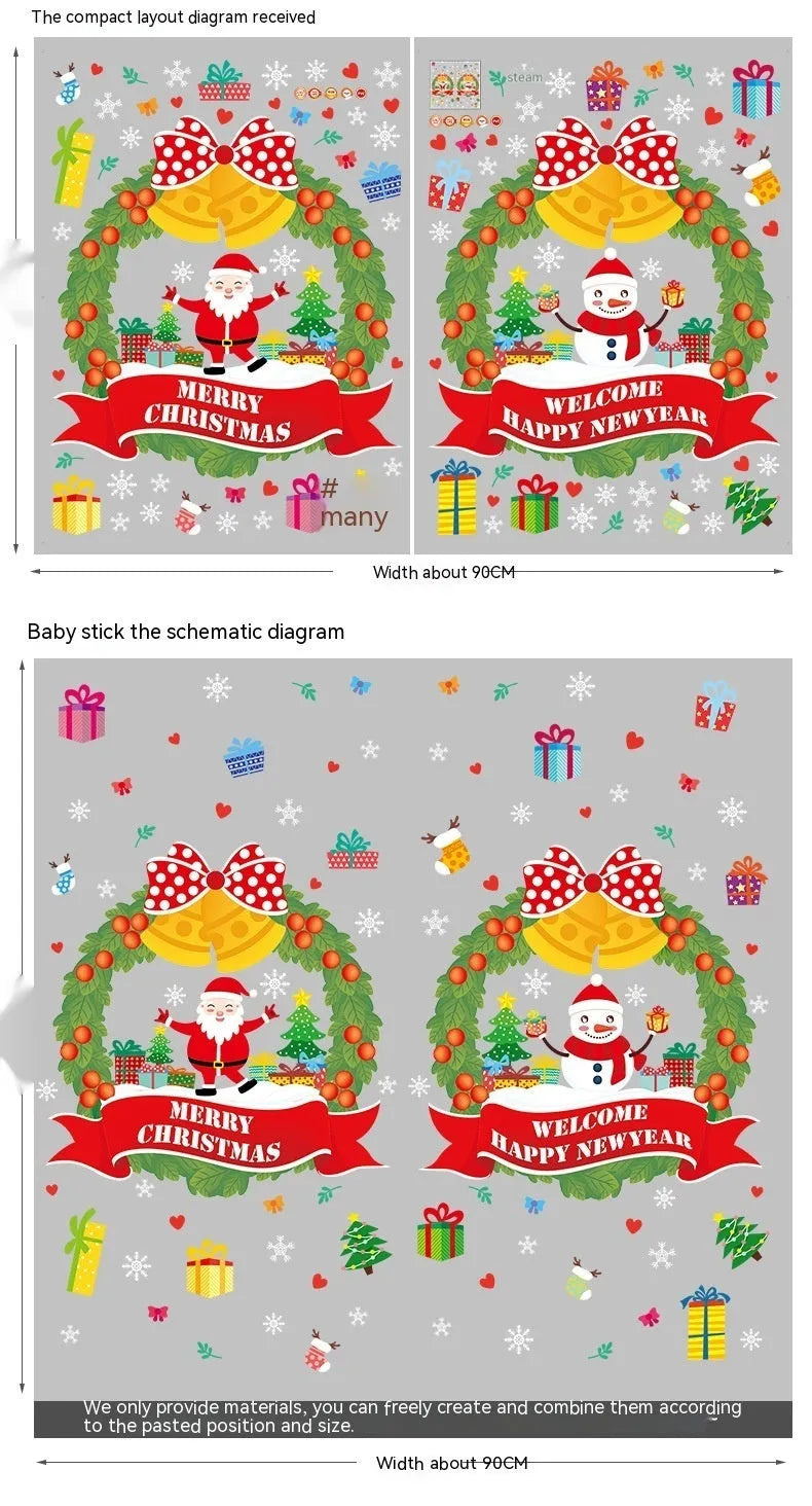 Large colourful cartoon Christmas static wall sticker for windows