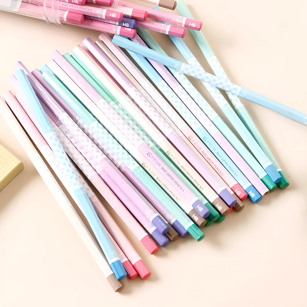 Basswood thermal transfer pencil with six-angle rod design showing wooden construction and HB hardness marking