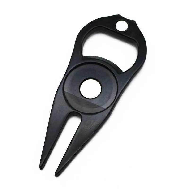 Zinc alloy golf ball yoke bottle opener tool in black, green, or silver colour options