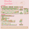 Summer Garden custom PBT key cap set for mechanical keyboards showing colourful botanical design.