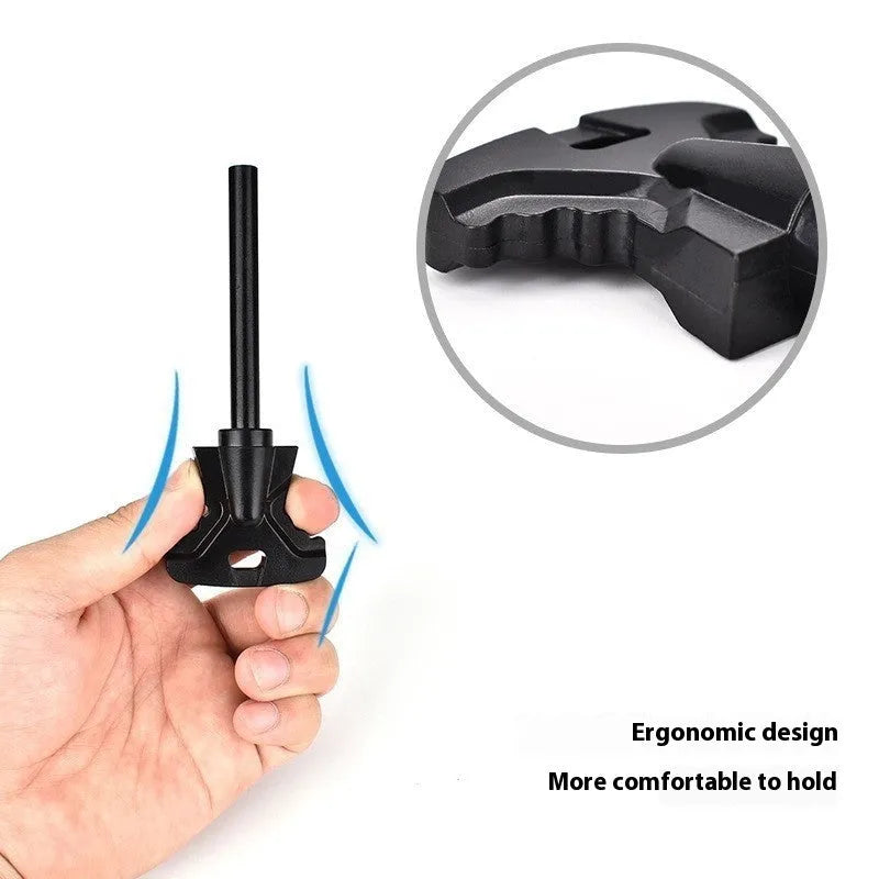 Butterfly-shaped ferrocerium fire starter with stainless steel bottle opener survival tool