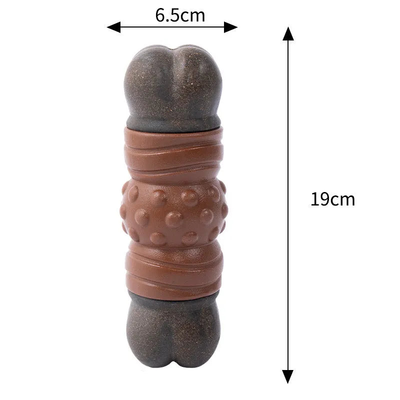 Large, brown branch-shaped nylon dog chew toy for aggressive chewing large breeds.