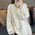 Women's V-neck pullover sweater in camel colour with long sleeves