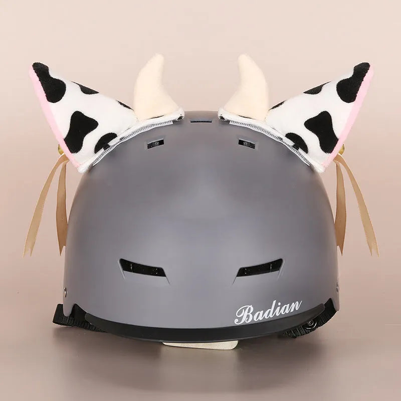 Plush fabric cartoon character helmet cover and matching hat cover set for costumes.