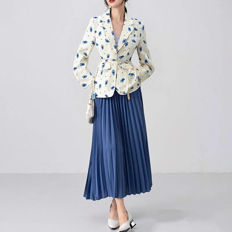 Collar lace-up waist-tight suit jacket in a choice of colours on a model.