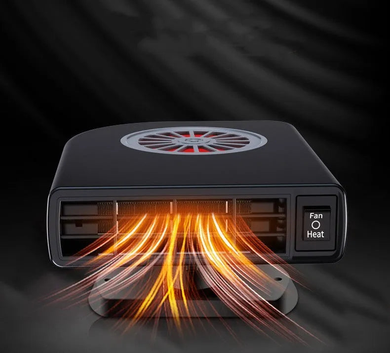 Black vehicle-mounted heater with adjustable vents for car defrosting and defogging