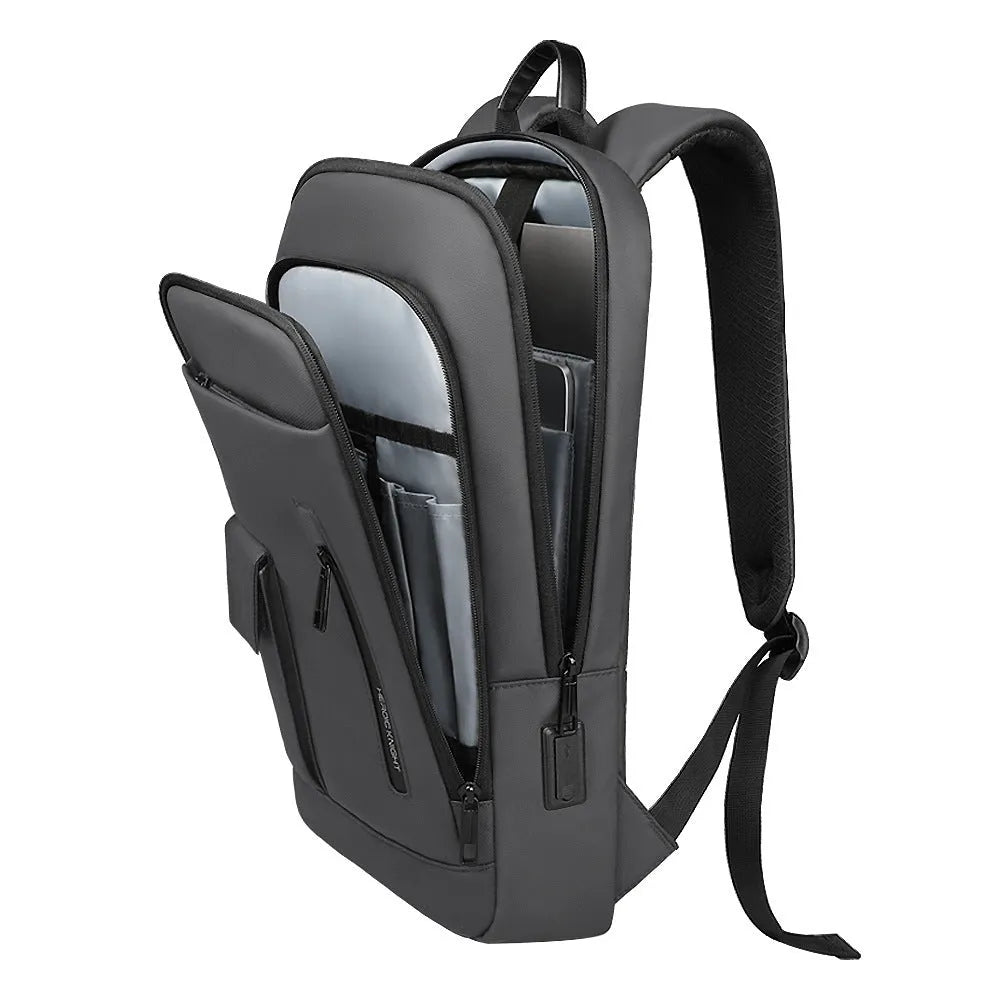 Lightweight Oxford cloth men's backpack in a solid colour with sewing line details.