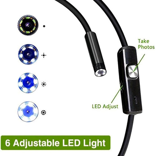 Android mobile phone endoscope with IP67 waterproof rating, flexible cable, and side mirror, hook, and magnet accessories