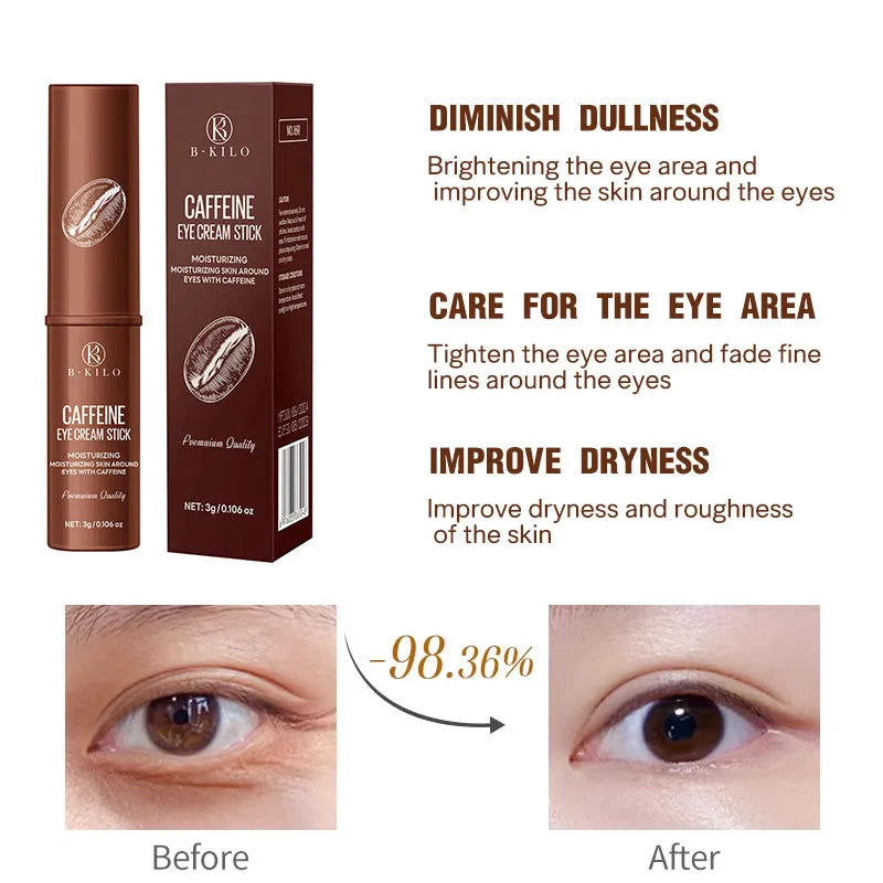 Caffeine Eye Cream Stick in a twist-up tube for targeting dark circles and fine lines.
