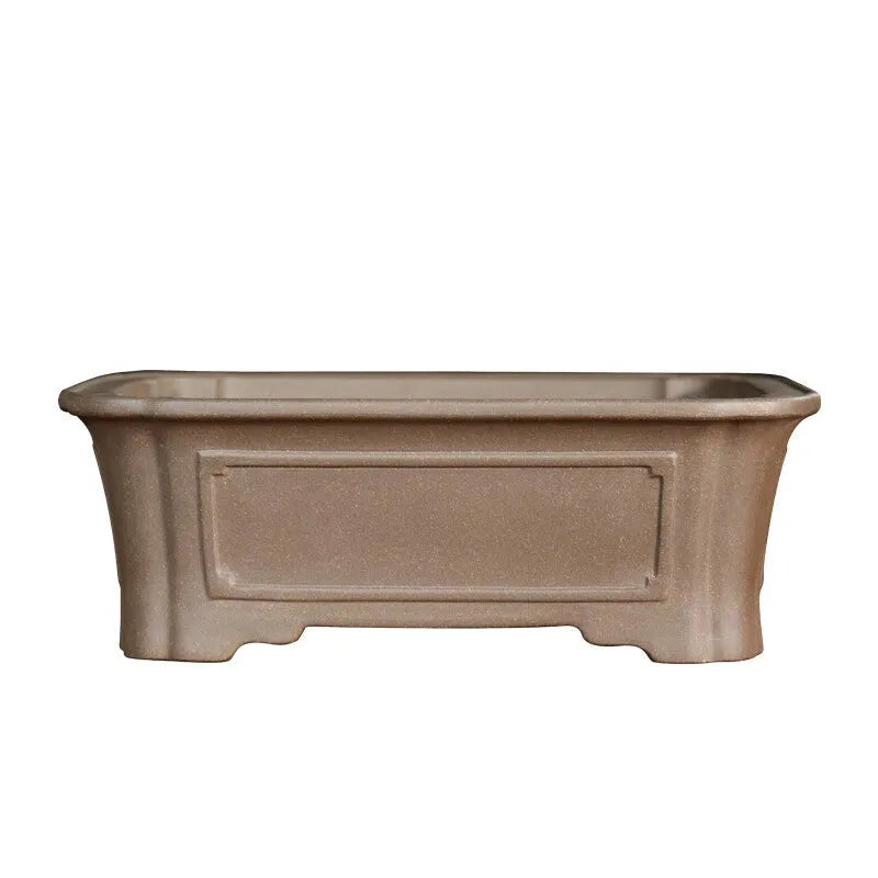 Rectangular purple sand bonsai flowerpot with antique styling and corner-cutting design