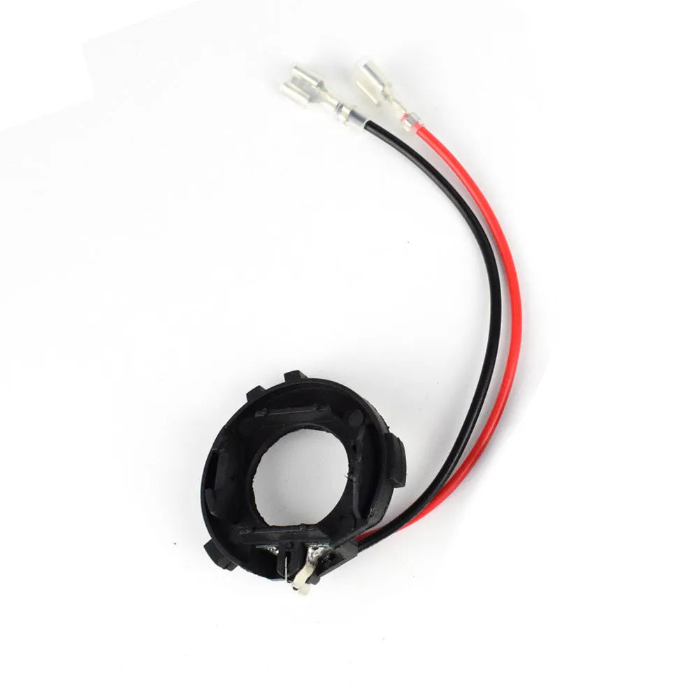 Black plastic H7 LED headlight adapter bracket with copper wiring for Volkswagen cars