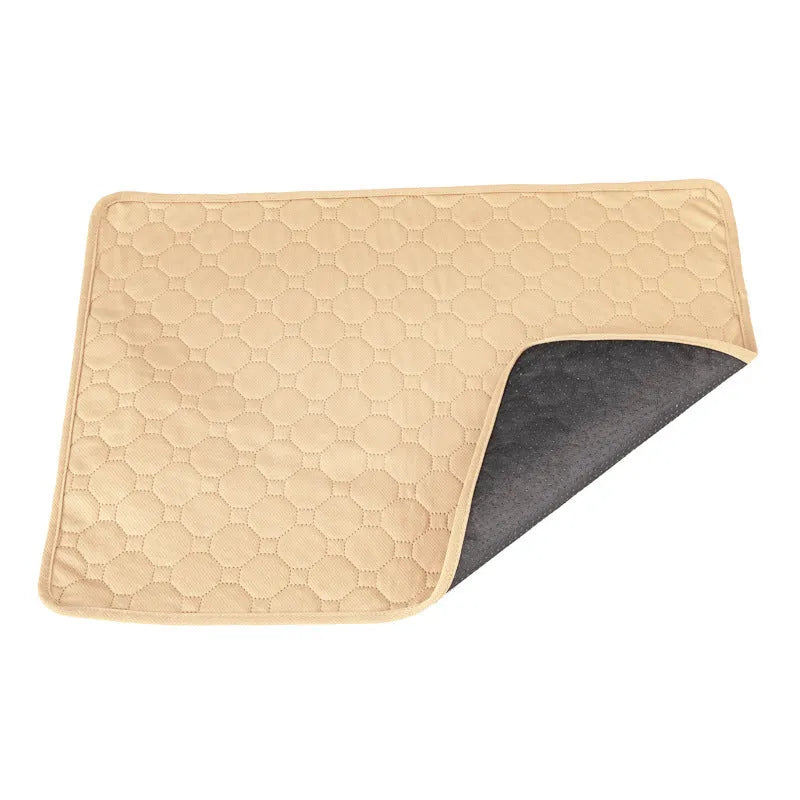 Grey and tan washable dog pee pads measuring 18x24 inches with waterproof backing