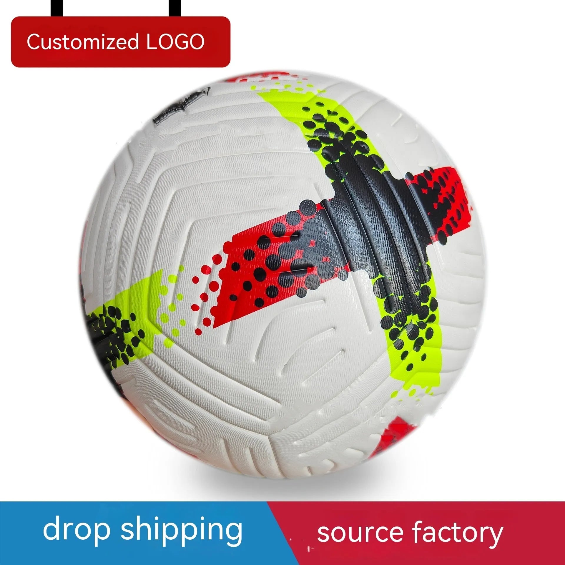 Fluorescent green seamless thermal adhesive patch football size 5 for club training and matches