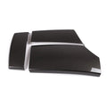 Set of three black ABS armrest box covers with a diagonal carbon fibre pattern and shiny finish.