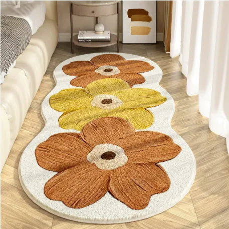 Flower shaped cashmere bedside blanket with cartoon alien design in polyester fibre