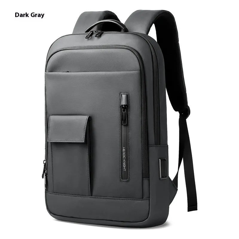 Lightweight Oxford cloth men's backpack in a solid colour with sewing line details.