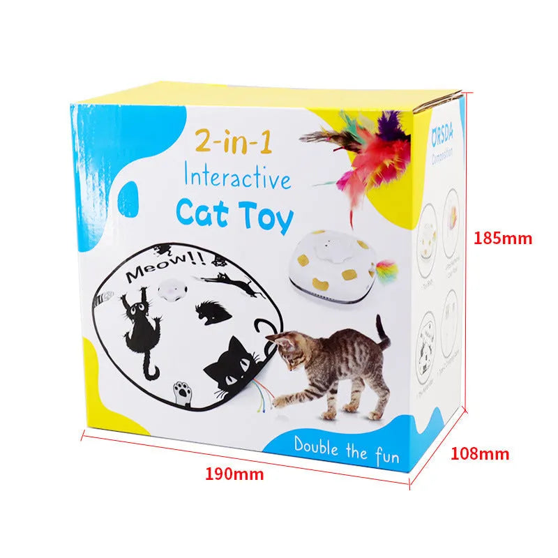 Colourful plastic cat toy with ball tower design measuring 19.8 x 11.5 x 19.5cm