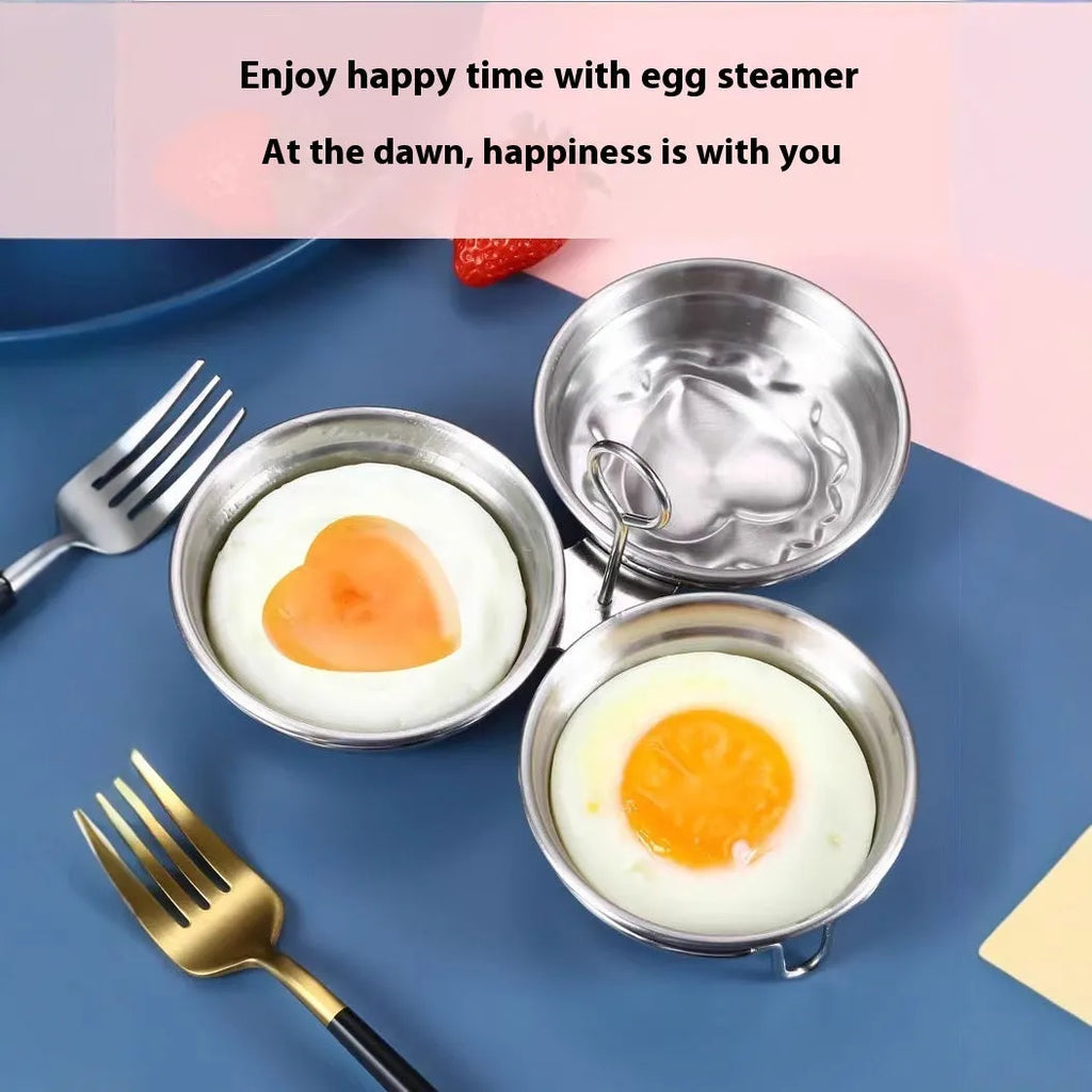 Stainless steel heart-shaped egg steamer kitchen utensil for boiling eggs and steaming small foods