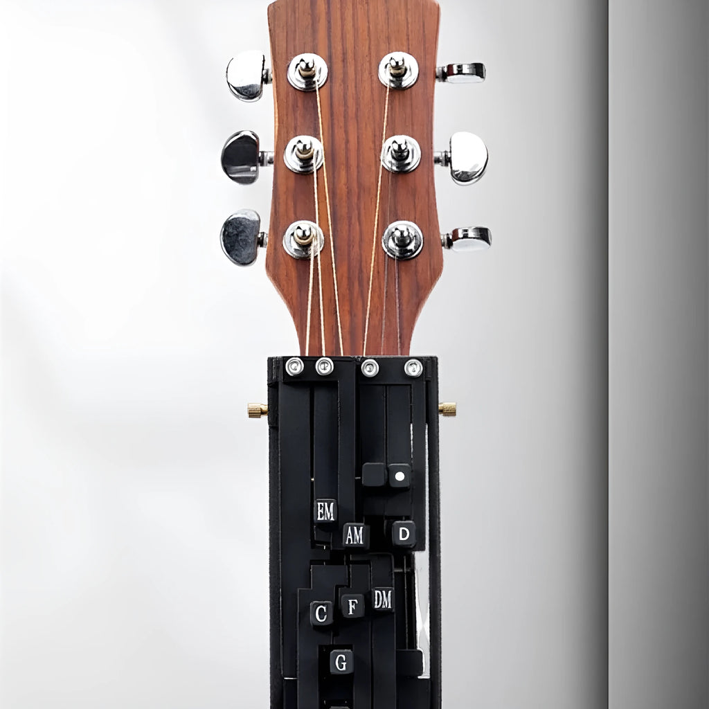 Automatic guitar chord changer device for beginners with black double chord mechanism