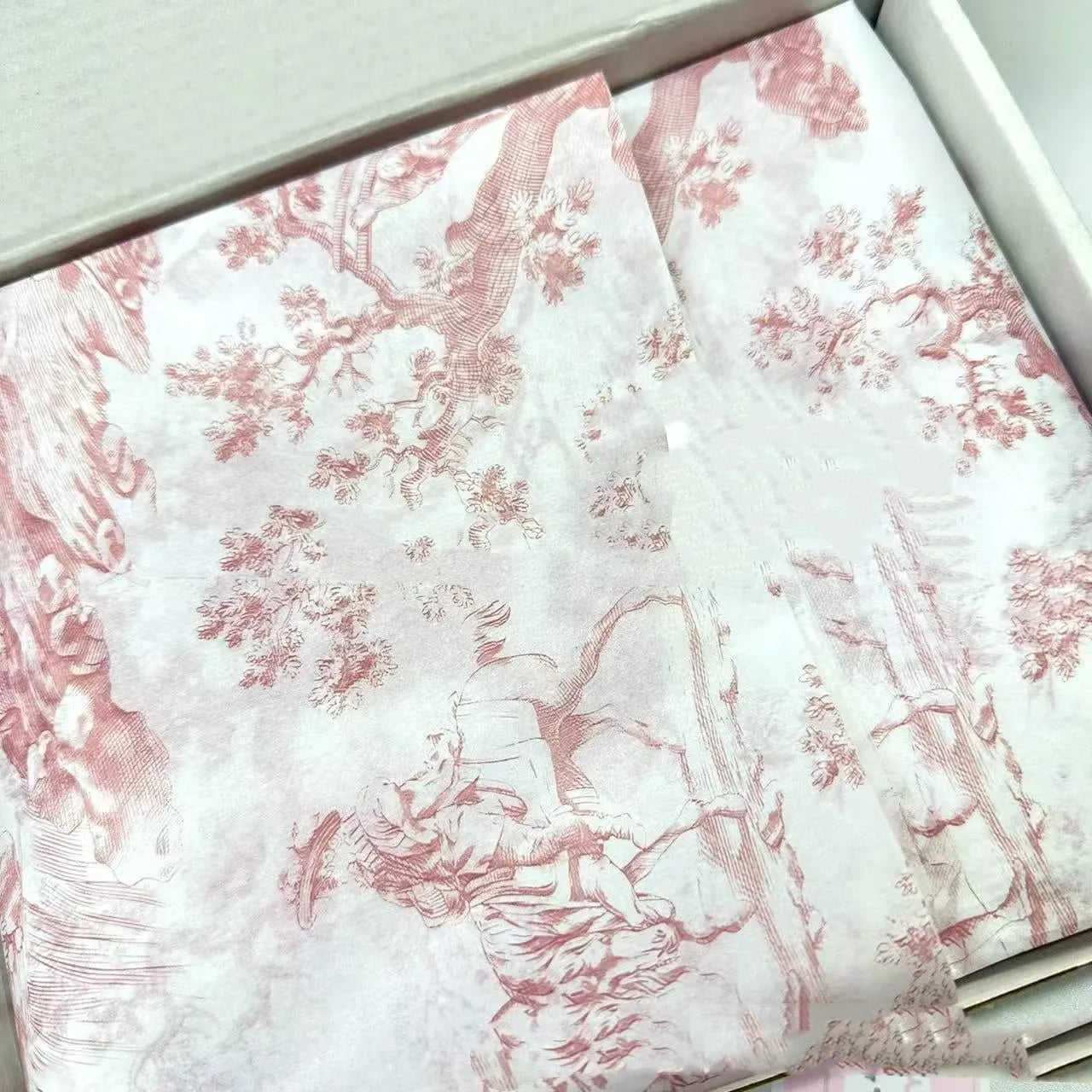 Single sheet of French romance style Mg tissue paper in pink purple colour, 50cm by 70cm.