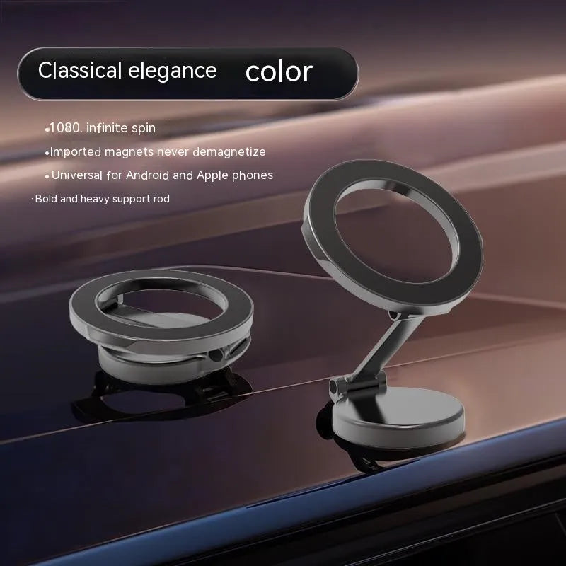 All-metal magnetic car phone mount in Qian colour with foldable dashboard holder design