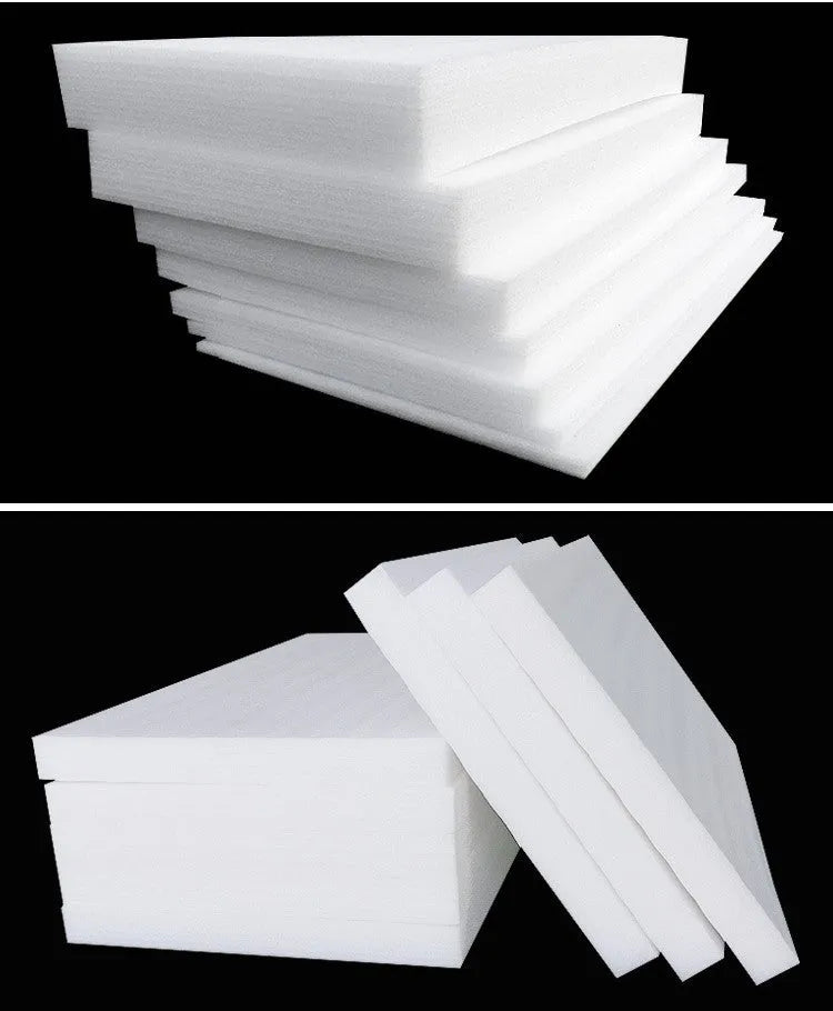 A large white EPE pearl cotton foam board showing its 200cm by 100cm dimensions and 10mm thickness.