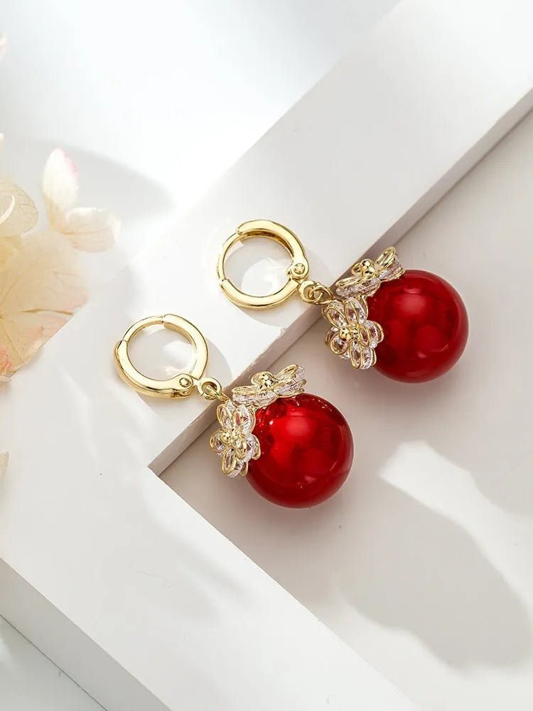 Copper geometric rose earrings for women with electroplated zircon finish in multiple colour options