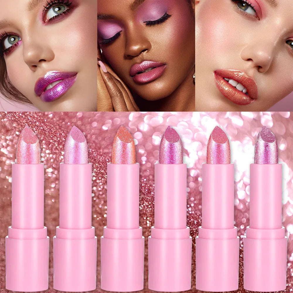 Sweetheart bow design diamond lipstick in six colour shades with long-lasting formula