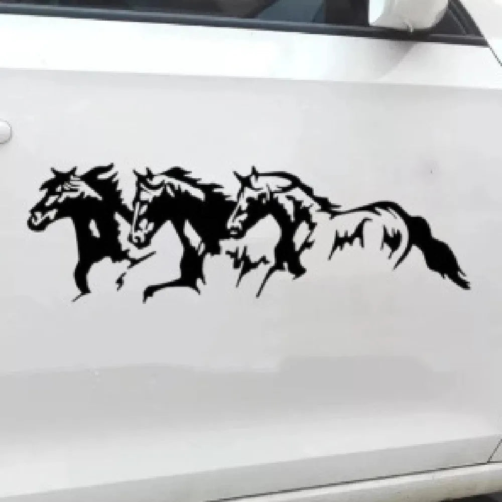 Galloping steed horse design automotive decal sticker for car body, 25cm by 8cm.