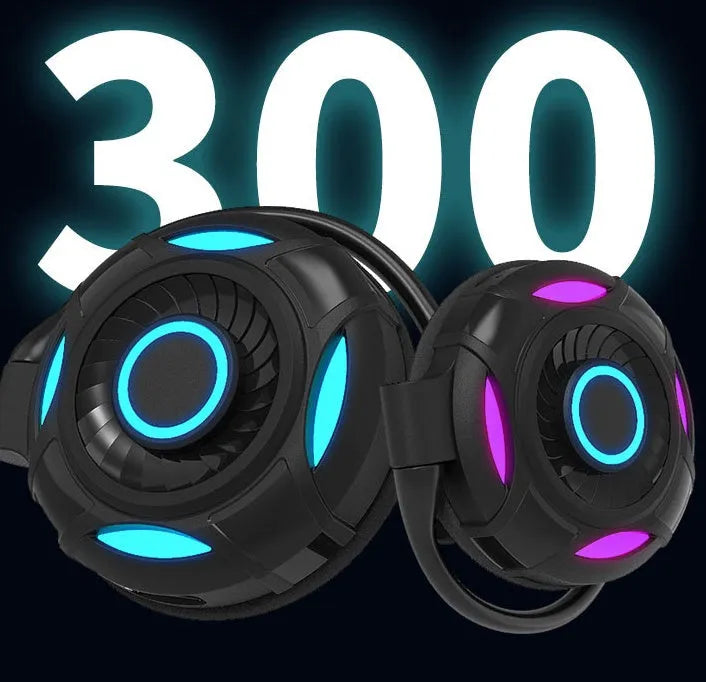 Black wireless Bluetooth gaming earphones with hanging ear design showing both earpieces