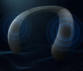 Black wearable hanging neck Bluetooth speaker with 3D surround sound and IPX4 waterproof rating