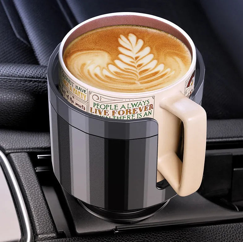 Matte black adjustable car cup holder expander for large drink bottles