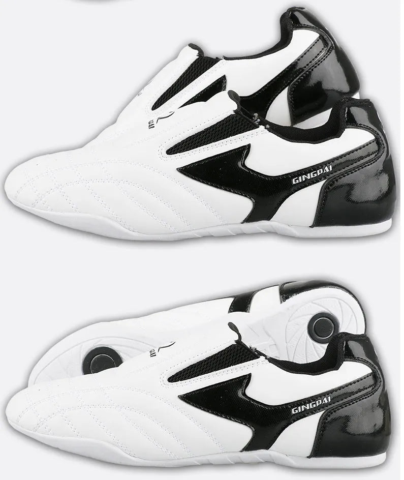 Black and white children's martial arts shoes for Sanda, boxing and Taekwondo training